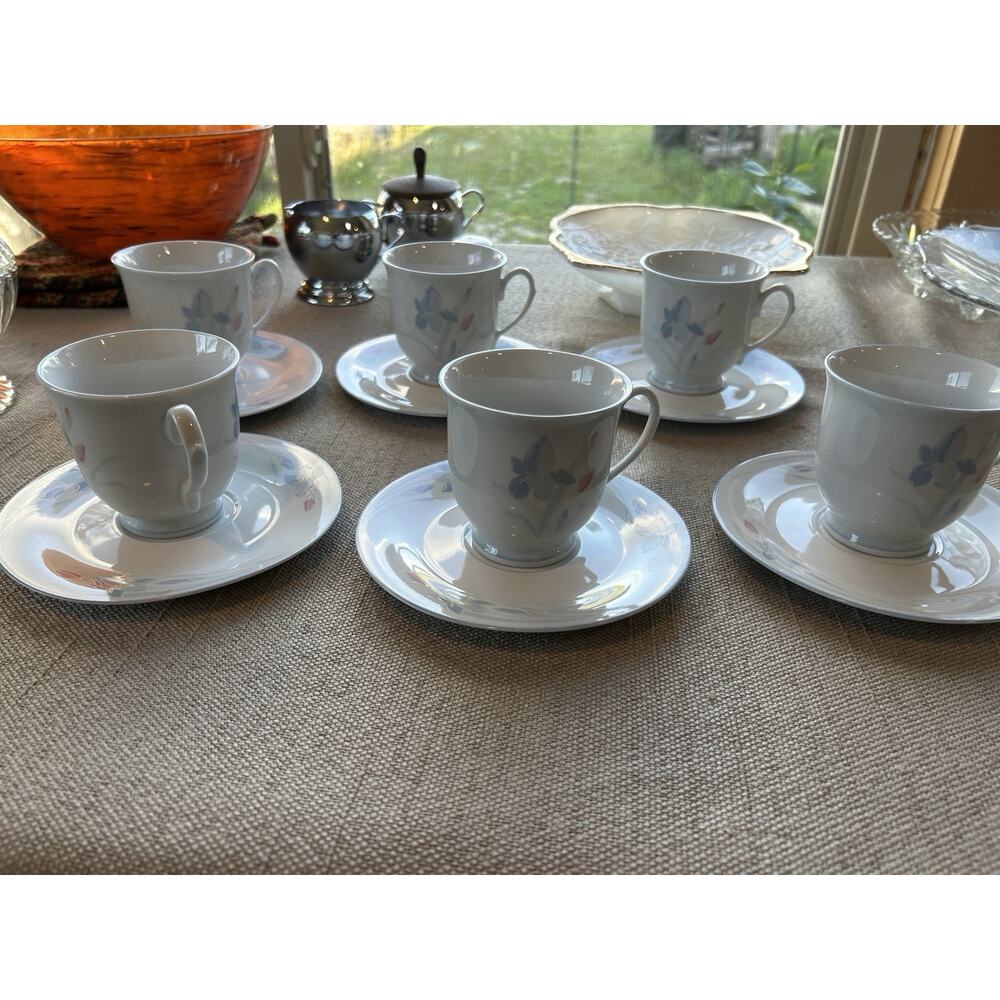 Vintage Teacups & Saucers Lot Of 6 Sets Fresh Flowers by Excell 1990